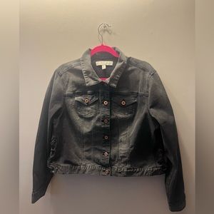 Cato Est 1946 Denim Distressed Black Jacket With Tied Side Detail. Size XL  NWOT